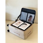 Extra-large capacity side-opening suitcase, quiet and expandable 20-inch carry-on flip-top trolley case for women, PC travel suitcase