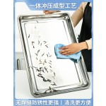 Square 304 stainless steel plate, rice steamer, barbecue plate, commercial and household iron plate, dinner plate, dumpling plate, vegetable plate, tray